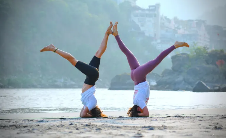 Beach yoga practice